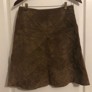 Vintage Liz Claiborne Brown Genuine Leather Suede Skirt Petite Size 4